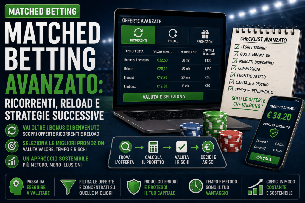 matched betting avanzato con offerte ricorrenti reload e strategie per continuare dopo i bonus iniziali